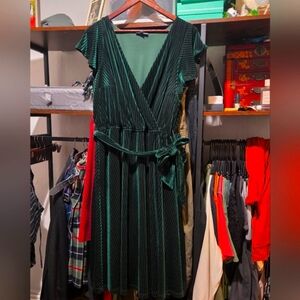 Elegant Green Striped Dress